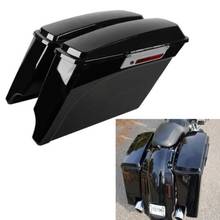 Motorcycle Vivid Black  5" Extended Stretched Hard Saddlebags For Harley Touring Road King Street Glide Electra Glide 1993-2013 2024 - buy cheap