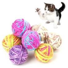 Random Color Pet Cat Kitten Bell Fun Games Woolen Yarn Ball Exercise Scratch Play Chewing Toy Straw Cat Rope Teaser Cats Product 2024 - buy cheap