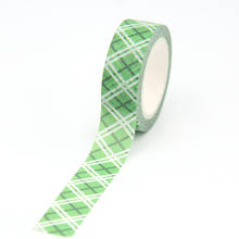 Cintas verdes de rayas blancas de Navidad Kawaii, 15mm x 10m, para álbum de recortes, pegatinas adhesivas, papelería, 1 unidad 2024 - compra barato