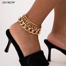 Salircon Punk Simple Link Chain Anklet Bracelet for Women Men Gothic Chunky Anklets Accessories Gifts Fashion Jewelry 2021 Trend 2024 - buy cheap