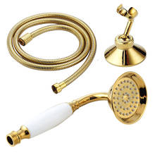 Chuveiro de bronze polido e dourado, estilo telefone, banheiro, economia de água, cabeça de chuveiro, 1.5m, mangueira de chuveiro, suporte de chuveiro de mão 2024 - compre barato