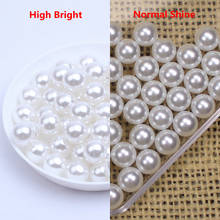 Perlas de Color blanco para manualidades, perlas de resina de imitación redondas de gran brillo, sin agujero, muchos tamaños, 1,5-18mm 2024 - compra barato