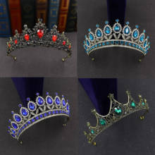 Tiaras y coronas de cristal para novia, accesorios de joyería para el cabello, Retro, barroco, negro, Princesa, Reina, desfile, graduación, Tiara, boda 2024 - compra barato