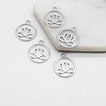 Colgante de collar de loto budista, accesorios exquisitos personalizados, joyería de plata antigua, 10 Uds. 2024 - compra barato