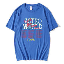 Camiseta de tamanho grande roupas masculinas travis scott astroworld impressão hip-hop streetwear kanye west astroworld casual topos tendência da moda 2024 - compre barato