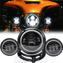Faro LED de 7 pulgadas DRL 4,5 Halo, luces antiniebla, anillo adaptador para Harley Ultra Classic Electra Street Glide Fatboy Heritage Softail 2024 - compra barato