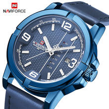 Naviforce relógio masculino impermeável, relógios de pulso com pulseira de couro, pulseira militar de quartzo, para homens, original 2024 - compre barato