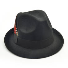 Fashion Wool Felt Fedora Hat Gambler Panama Trilby Hat With Feather Women Church Hat 2024 - buy cheap