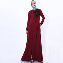 Vestido muçulmano de contas de diamante, feito à mão, feminino, bordado, islâmico, serviço de oração f1890 2024 - compre barato