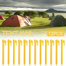 12pcs Tent Nails Plastic Outdoor Camping Equipment Tent Peg Beach Mat Ground Nail Windproof Fixed Plastic Nails Pile Anchors