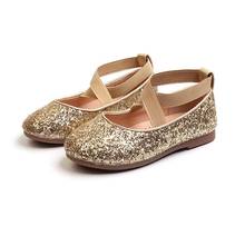 2021 Girls Ballet Flats Baby Dance Party Girls Shoes Glitter Children Shoes Gold Bling Princess Shoes 3-12 years Kids Shoes 2024 - buy cheap