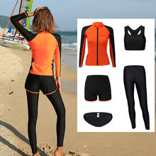 Women's 5pcs Rashguards Swim Surf Yoga Running Jogging Suit Zip Up Shirt Leggings Bikini set Swimsuit Tracksuit Activewear 2024 - buy cheap