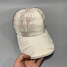 Gorra de béisbol de piel de cocodrilo auténtica para hombre, gorro de béisbol informal exótico de piel de cocodrilo auténtica, ajustable, para ocio, color blanco 2024 - compra barato