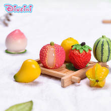 1pc Resin Simulation Food Fruit Litchi Strawberry Figurine Model Action Figure Birthday Cake Decoration Kitchen Toy Doll House 2024 - buy cheap