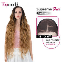 TOPMODEL-peluca sintética con malla frontal para mujeres negras, pelo largo ondulado 13x6, 36 pulgadas, 360, Cosplay, Rubio 2024 - compra barato