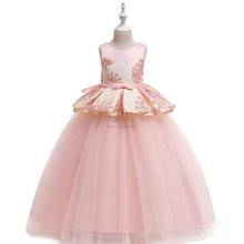 Vestido de niños para niñas boda tul encaje largo vestido de niña elegante princesa fiesta desfile Formal vestido para niños adolescentes vestidos 2024 - compra barato