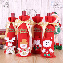 Red Cartoon Santa Snowman Deer Bear Christmas Wine Bottle Bags Cover New Year Party Champagne Bundle Pocket Party Table Decor 2024 - buy cheap