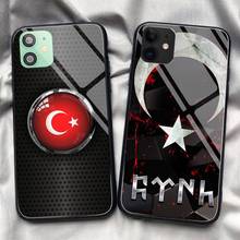 Funda de teléfono con bandera turca, cristal templado para iPhone 11 Pro XR XS MAX 8X7 6S 6 Plus SE 2020 12 Pro Max Mini 2024 - compra barato