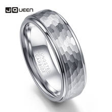 JQUEEN 8MM de Largura 2.3MM de Espessura Chão Hexagonal Padrão Aniversário Anel de Aço de Tungstênio Mens Anel 2024 - compre barato