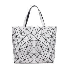 WSYUTUO Handbag Female Folded Ladies Geometric Plaid Bag Fashion Casual Tote Women Handbag Shoulder Bag 2024 - buy cheap