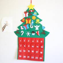 Calendario de Adviento de Navidad colgante de fieltro, cuenta atrás, decoraciones para el hogar, decoración de Feliz Año Nuevo 2020 2024 - compra barato