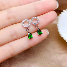 Leechee brinco cromado genuíno com pedra preciosa, diopside, 4*6 anéis, joias finas para meninas, presente real, prata esterlina 925 2024 - compre barato