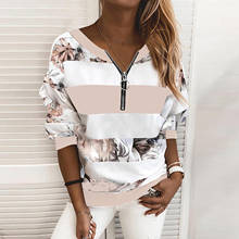 Женская блузка в полоску, с цветочным принтом, на молнии, с длинным рукавом, в стиле пэчворк, Весенняя рубашка, рубашка в стиле Харадзюку, 40 # 2024 - купить недорого