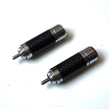 Conectores rca de cobre de fibra de carbono para o cabo rca do amplificador de áudio conector rca plugue macho ródio chapeado alto-falante de alta fidelidade jack 2024 - compre barato