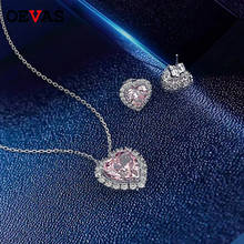 OEVAS Romantic 100% 925 Sterling Silver Heart Created Moissanite Gemstone Necklace/Earrings Wedding Jewelry Sets Wholesale 2024 - buy cheap