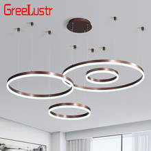 Post-Modern Rings LED Pendant Chandelier Lamp Dimmable Coffee Gold Circular Hanging Suspension Light  Bedroom Lamp lustre Remote 2024 - buy cheap