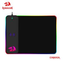 Redragon CRATER P028 Gaming Mouse Pad 10W Wireless charging RGB backlight rubber base 400*300*9MM Game Locking Edge Mat Mousepad 2024 - buy cheap