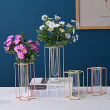 Скандинавская стеклянная ваза, железная ваза для гидропонных растений, ваза для цветов, настольная, кофейня, офисное украшение для дома, современные аксессуары florero, новинка 2024 - купить недорого