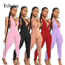 Echoine Summer sexy women club night party halter neck open back  v neck bodycon sleeveless jumpsuit one piece romper overalls 2024 - buy cheap