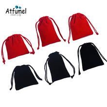 10Pcs Red Black Drawstring Jewelry Pouch Velvet Earring Bracelet Bead Storage Travel Bag Birthday Weeding Ring Gift Bag Pouches 2024 - buy cheap