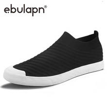 Breathable Fashion Men's Canvas Sneaker Shoes Knitting Casual Loafers Spring/Autumn Ebulapn Brand Youth Slip On Flats 2024 - buy cheap