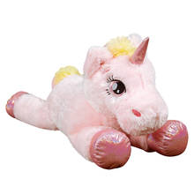 Kawaii Lying Rainbow Unicorn Plush Toys Cartoon Animal Dolls for Children Girls Stuffed Toy Birthday Decor Gifts 2024 - buy cheap