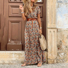 Womens Long Dress Summer V-neck Boho Belted Maxi Dress Casual Sexy Party Dress Ladies Bohemian Beach Holiday Sundress Robe Femme 2024 - buy cheap