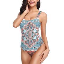 Roupa de banho de uma peça maiô feminino sem costas monokini indiano floral paisley étnica mandala esporte bodysuit praia natação 2024 - compre barato