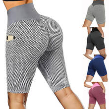 Women Fitness Shorts Pockets Textured Elastic Leggings for Sport Leggins Push Up High Waist Shorts Gym Running Jogging Short 2024 - buy cheap