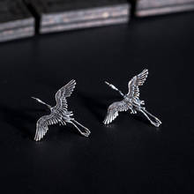 S925 Sterling Silver Clear Sky Flying Crane Earrings Female 2021 New Wave Classical Ethnic Style Earrings 2024 - buy cheap