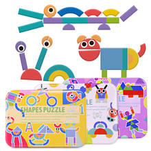 Quebra-cabeça de madeira 3d magnético, caixa de metal, brinquedo educacional para crianças, cartões cognitivos, presente 2024 - compre barato