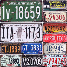 Florida London City Car Number License Vintage Shabby Metal Plate Signs Bar Pub Cafe Wall Plaques Decor Crafts Tin Sign 15x30cm 2024 - buy cheap