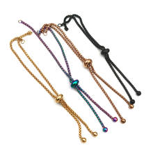 100% Stainless Steel Positioning Bead Bracelet Sliding Box Chain Adjustable Bracelet Jewelry Accessories Wholesale 20PCS 2024 - buy cheap