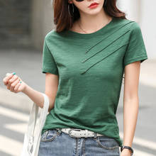 LJSXLS O Neck Tee shirt Femme Cotton Short Sleeve T Shirt 2022 Summer Black T shirts Korean Fashion Womens Clothing Camisetas 2024 - buy cheap