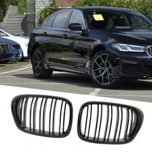 1Pair Car Grilles Dual Line Professional Gloss Black Easy Installation 51137005837 / 51137005838 Auto Grill for BMW 5 Series E39 2024 - buy cheap