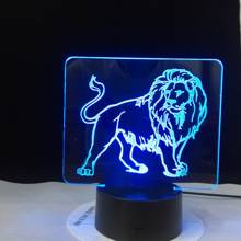 Luminária led colorida de mesa, para decoração de casa, 3d, com imagem de leão, luz noturna com controle de toque, colorida 2024 - compre barato