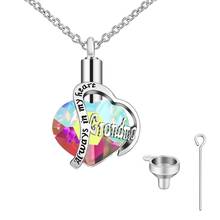 Rainbow Crystals Heart Cremation Urn Necklace for Ashes Heart Cremation Charm Pendant Memorial Keepsake Pendant Jewelry 2024 - buy cheap