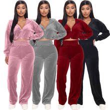 Fall Outfits Womens Long Sleeve Coat 2 Piece Outfits for Women Pants and Top Sweat Suits Velour Tracksuit Wholesale Dropshipping 2024 - buy cheap