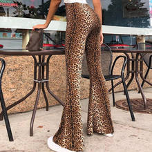 Pantalones acampanados de leopardo para mujer, pantalón largo con estampado de Tigre, cintura alta, ropa de calle elástica, 2020 2024 - compra barato