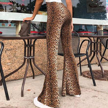 2020 Leopard Flare Pants Women Long Bell Bottom Pants Female Tiger Pattern High Waisted Trousers Ladies Elastic Streetwear 2024 - buy cheap